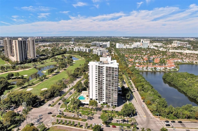 bird's eye view with a view of city and a water view