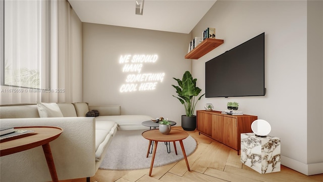 living room with light wood finished floors