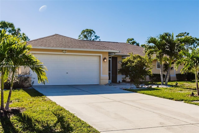 single story home with a garage