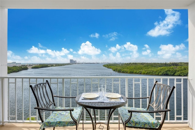 balcony with a water view