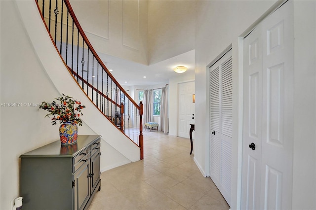 foyer with light tile patterned floors