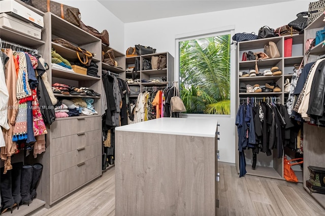 spacious closet with light wood-type flooring