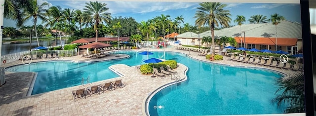 view of pool with a patio