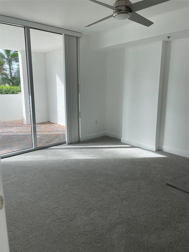 spare room with ceiling fan and carpet flooring