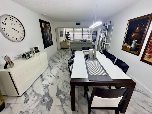 dining room featuring a textured ceiling