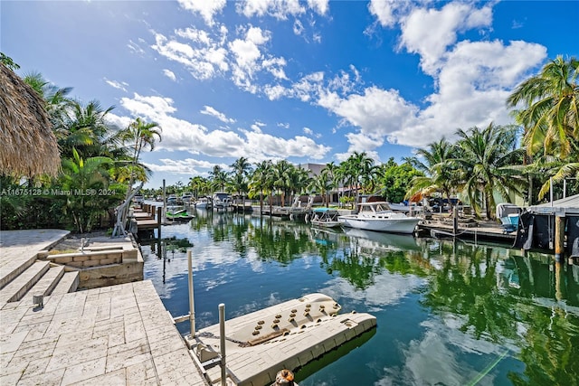 view of dock featuring a water view