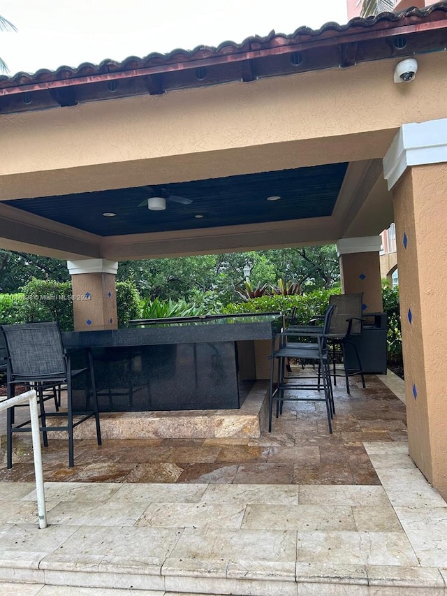 view of patio / terrace featuring a bar