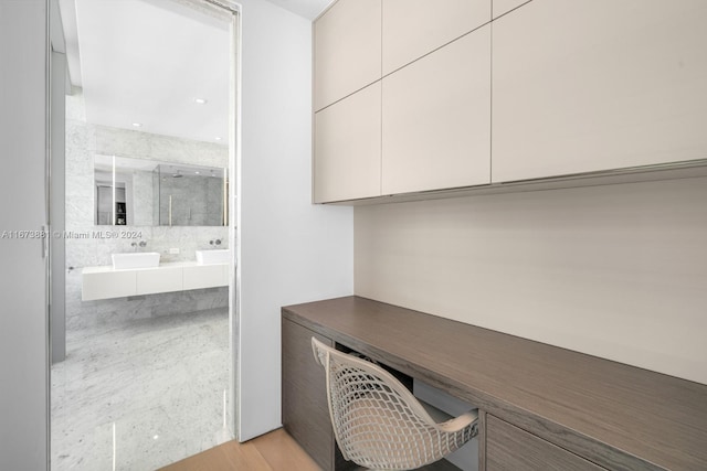 office area featuring light hardwood / wood-style floors