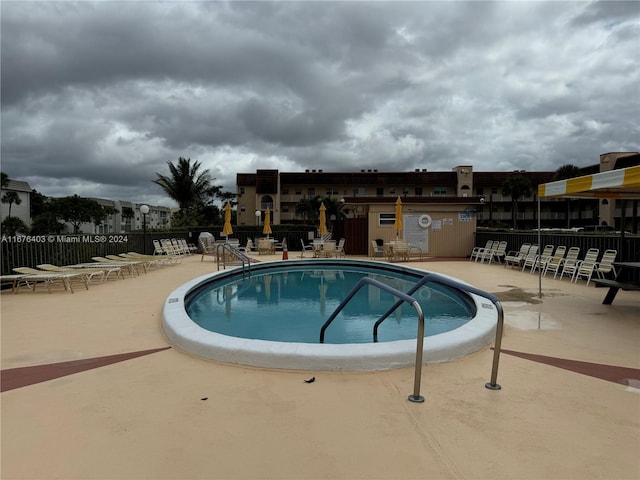 view of pool featuring a patio