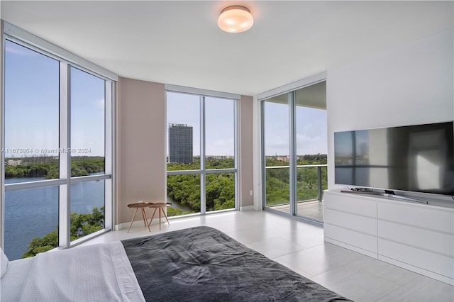 unfurnished bedroom with expansive windows