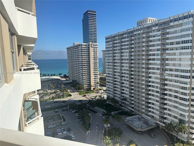 property's view of city featuring a water view