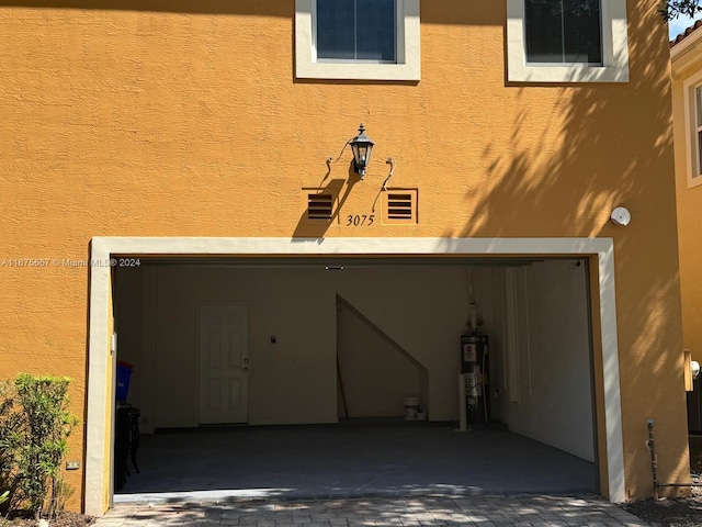 garage with water heater