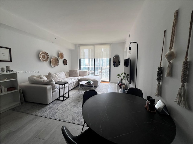 living room with light hardwood / wood-style floors