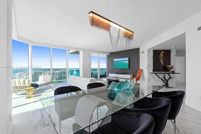 dining space with floor to ceiling windows and a wealth of natural light