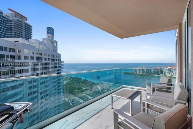 balcony with a water view