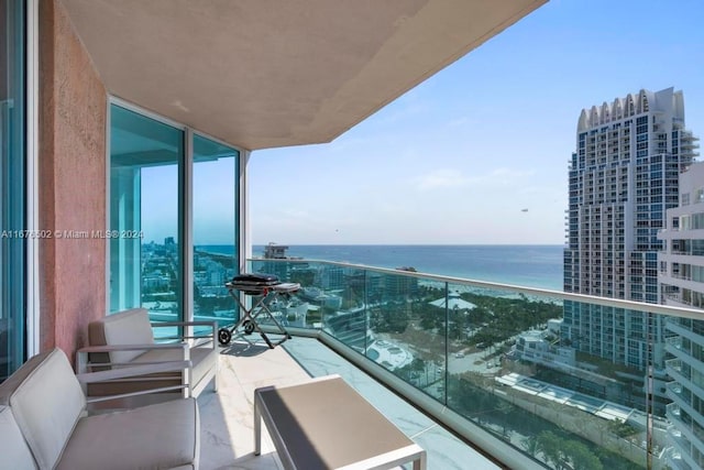 balcony with a water view