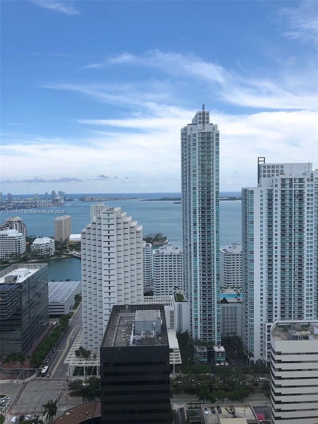 property's view of city with a water view