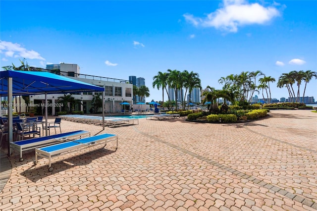 surrounding community featuring a pool and a patio area