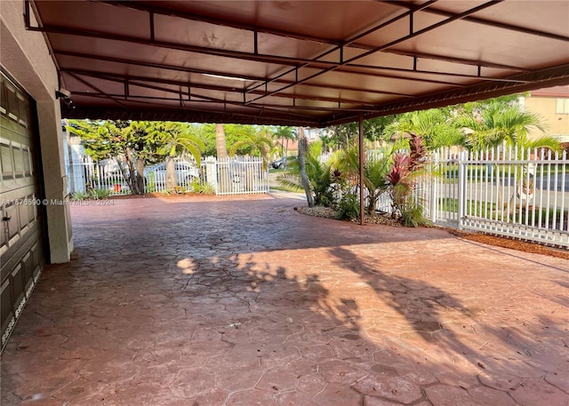 exterior space featuring a carport