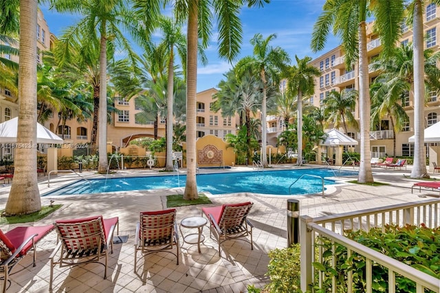 view of pool with a patio area