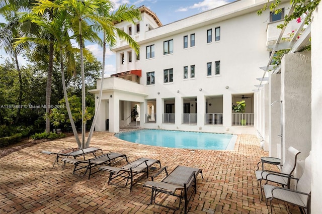 view of pool featuring a patio