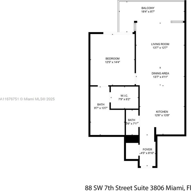 88 SW 7th St Unit 3806, Miami, FL 33130 - home floor plan