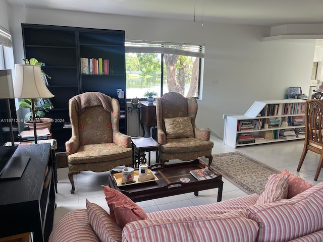 view of tiled living room