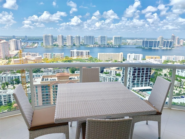 balcony with a water view