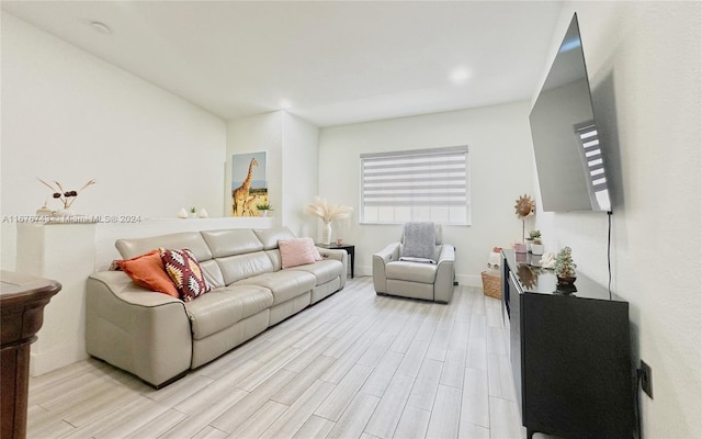 living room featuring light wood-type flooring