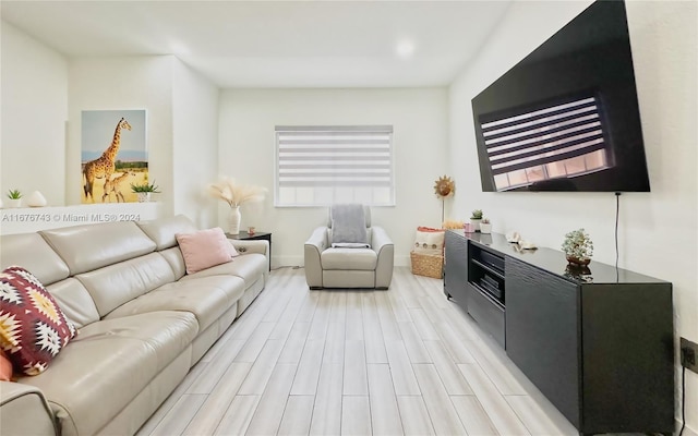 living room featuring light wood-type flooring