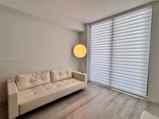 living room with light hardwood / wood-style flooring