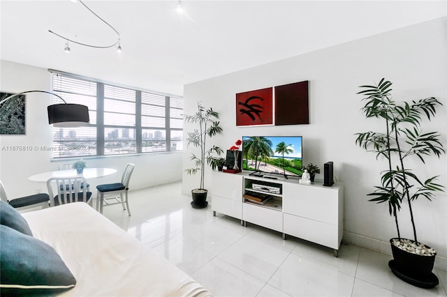 100 Lincoln Rd Unit 1201, Miami Beach, FL 33139 - living area featuring light tile patterned flooring and rail lighting