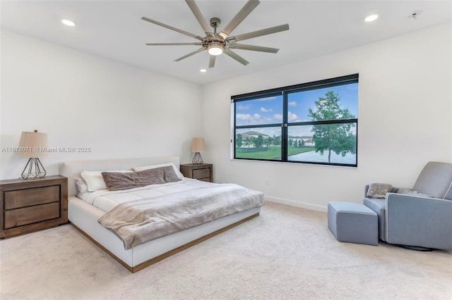 bedroom with carpet and ceiling fan