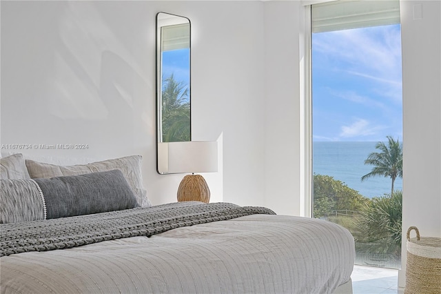 bedroom with a water view