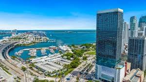 birds eye view of property with a city view and a water view