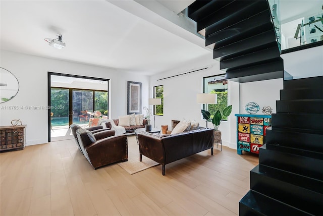 living room featuring light hardwood / wood-style floors