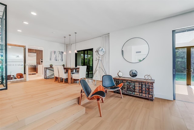 living area featuring wood-type flooring