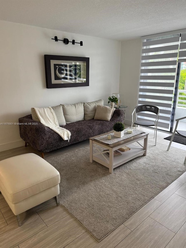 3300 NE 192nd St Unit 414, Aventura, FL 33180 - living area featuring wood finished floors, floor to ceiling windows, and a textured ceiling
