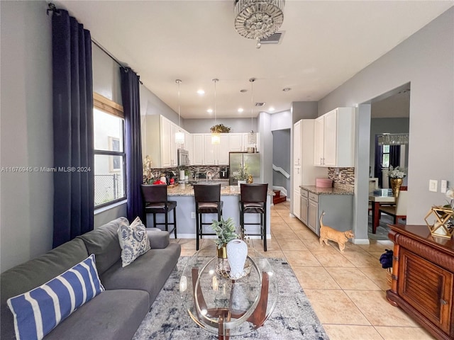 view of tiled living room