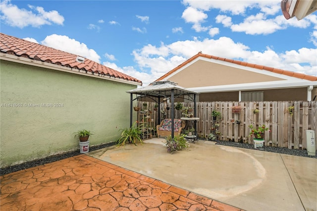 view of patio / terrace with a gazebo