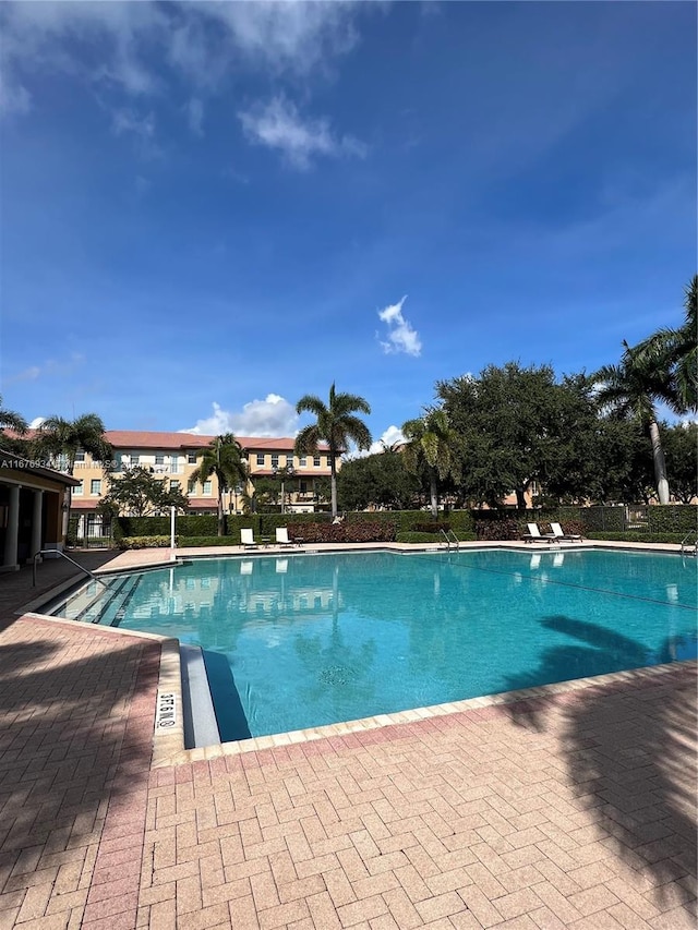 view of pool featuring a patio