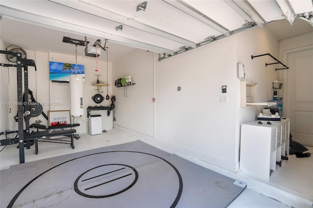 garage with a garage door opener