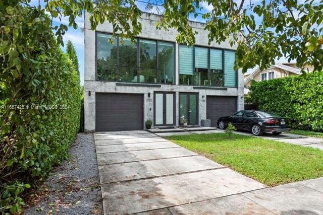 contemporary home with a garage