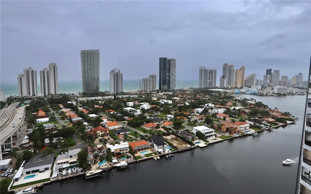 bird's eye view featuring a water view