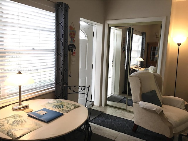 interior space with light tile patterned floors