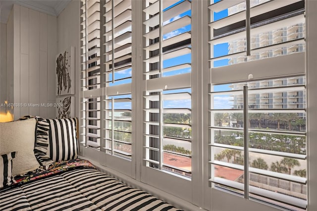 interior space with ornamental molding