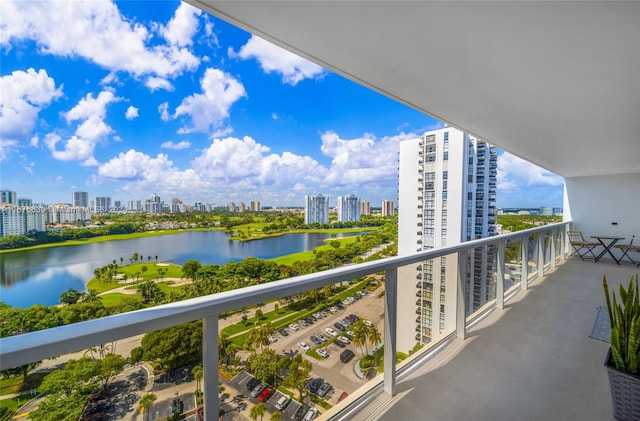 balcony with a water view