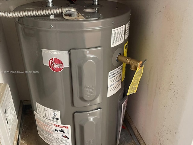 utility room featuring water heater