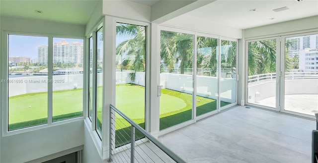 view of unfurnished sunroom