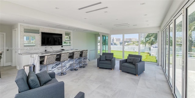 interior space featuring a wall mounted air conditioner